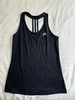 adidas Black Racerback Training Tank with Logo